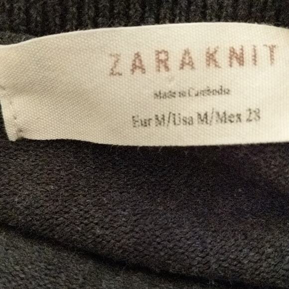 ZARA Knit Charcoal Gray V-Neck Fitted Cardigan Sweater M - Picture 11 of 16